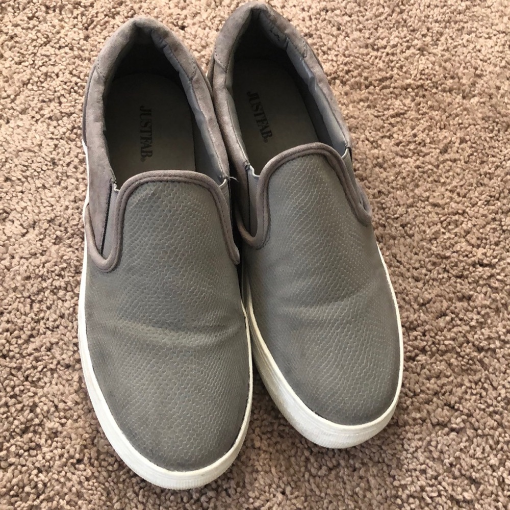 Gray slip on sneakers